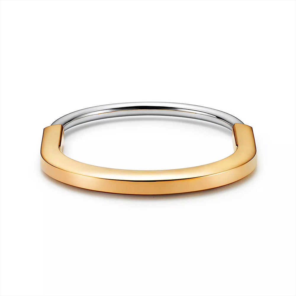 Tiffany & Co. Tiffany Lock 黃金與白金半密鑲鑽石手鐲