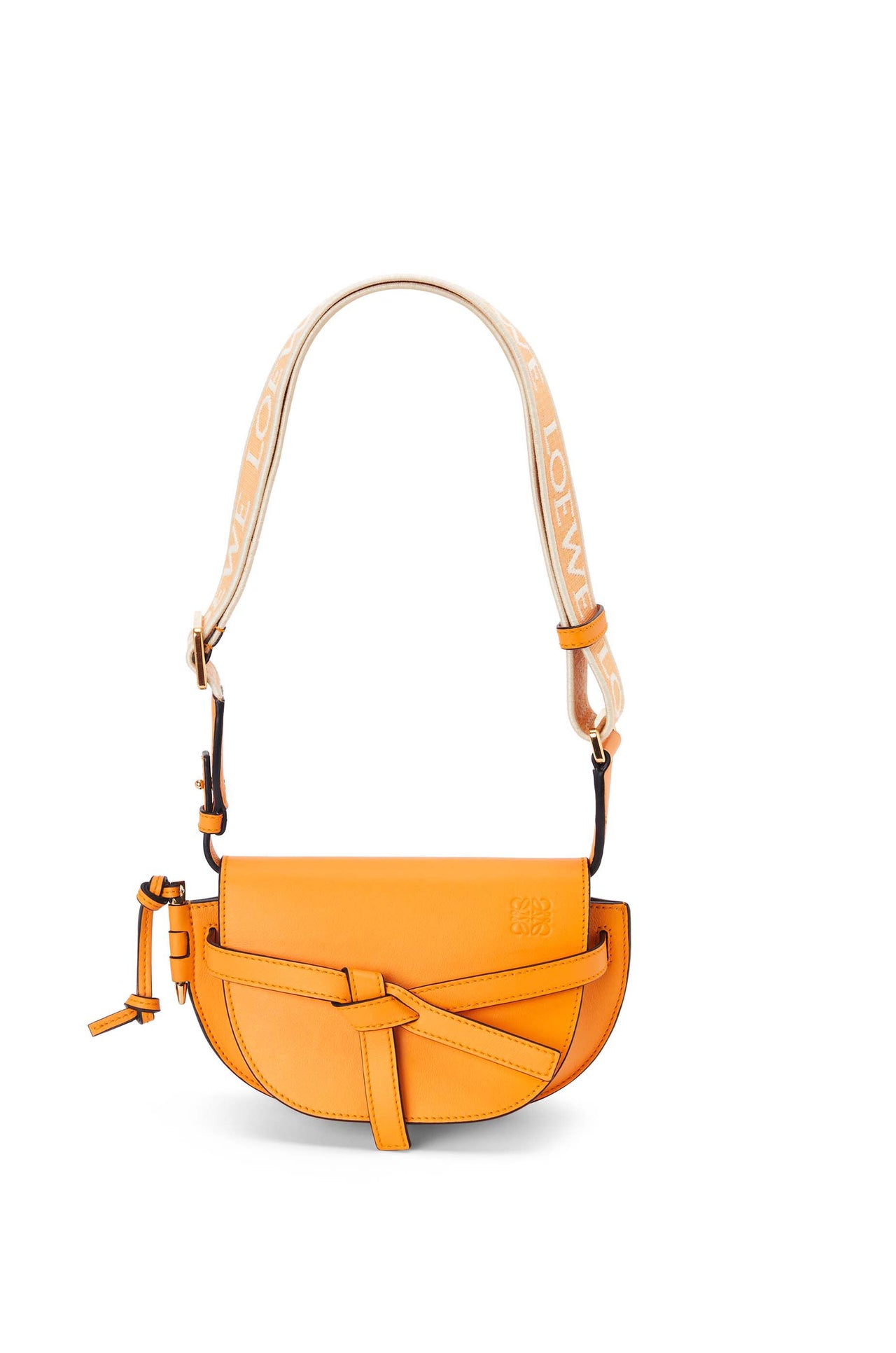 Loewe Mini Gate Dual bag in soft calfskin and jacquard (Colour: Mandarin)