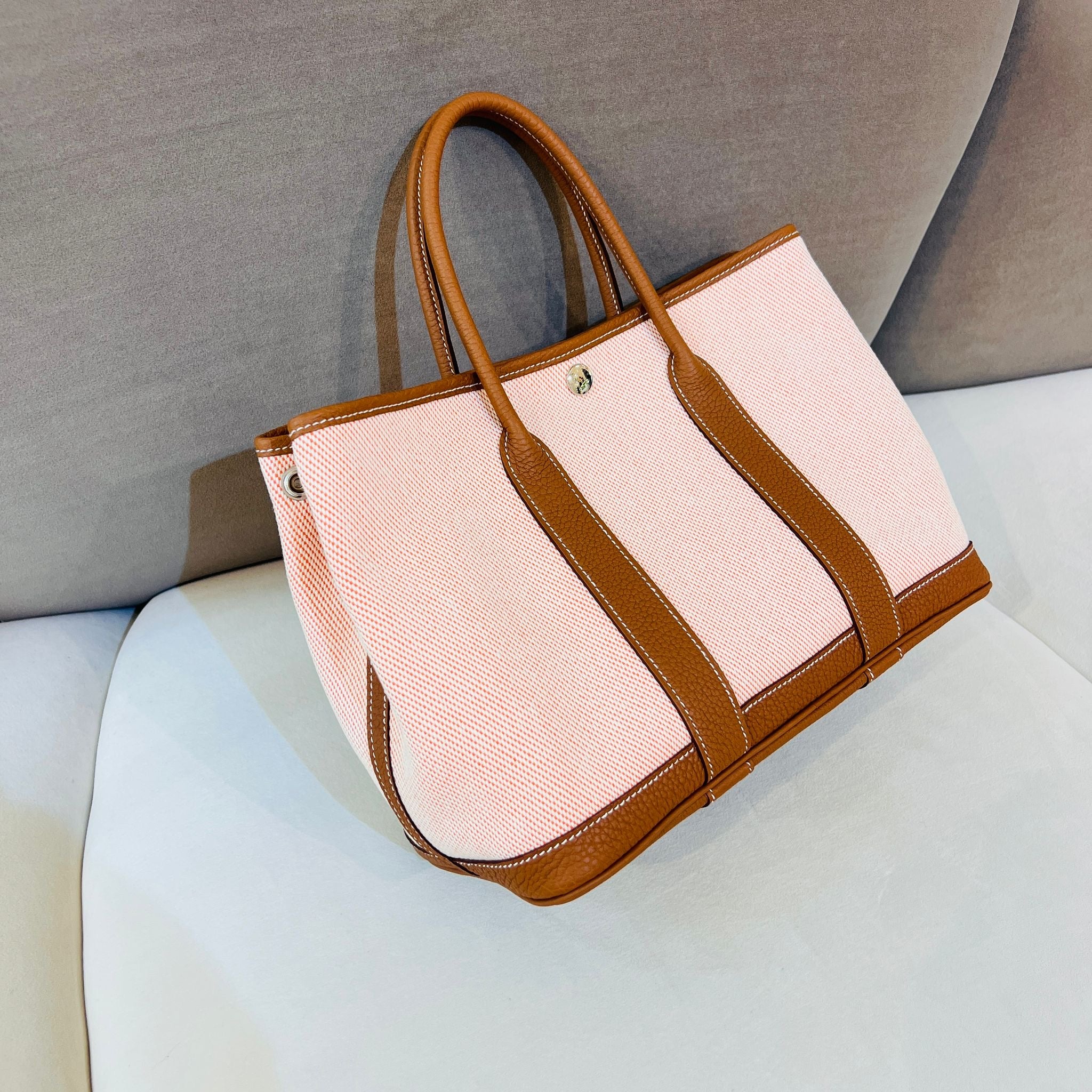 Hong Kong Stock - Hermes Garden Party 30 (Twill H Veau Negonda / Ecru Oran)