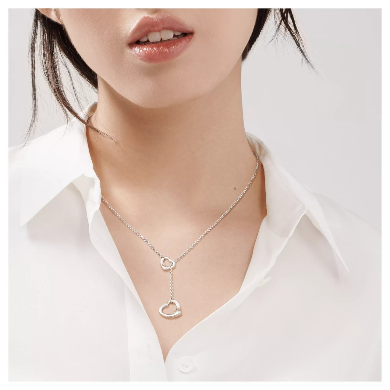 Tiffany & Co. Elsa Peretti® Open Heart Lariat Necklace in Silver, 16 mm