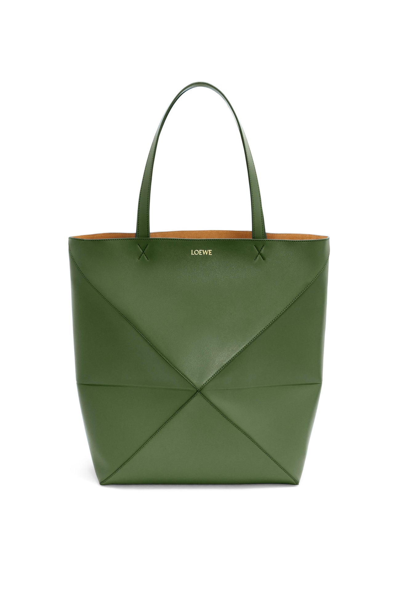 Loewe Large Puzzle Fold Tote in shiny calfskin (Colour: Hunter Green)