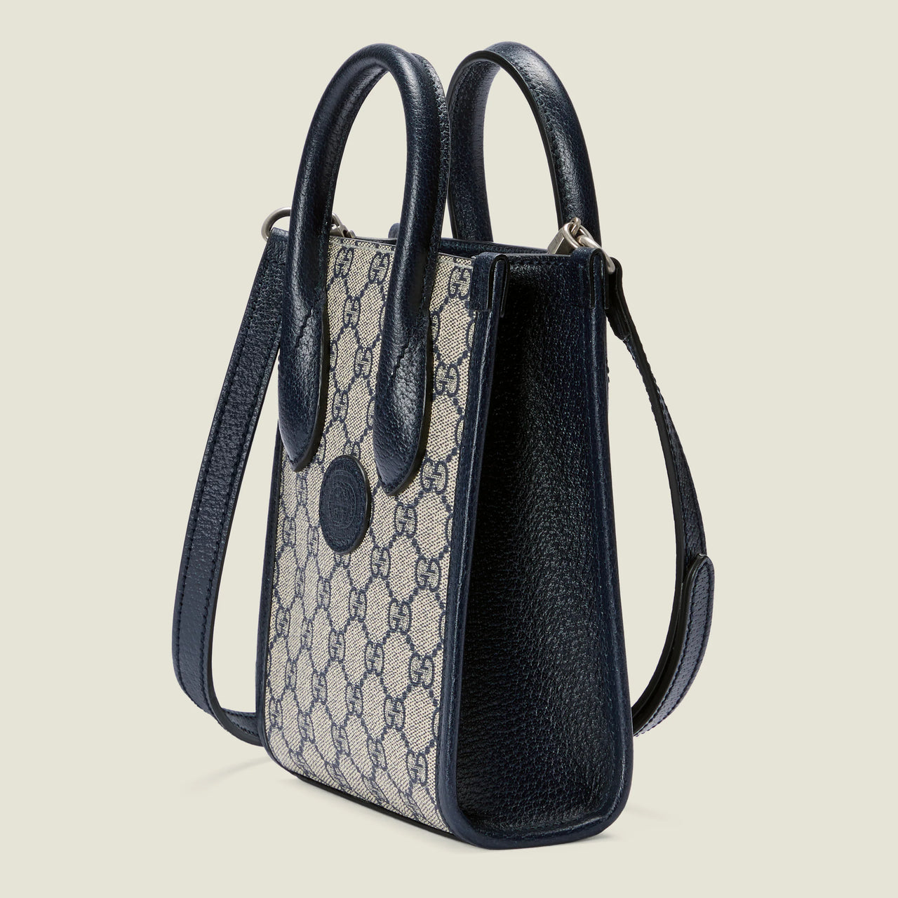 Gucci Mini Tote Bag with Interlocking G (Beige and Blue)