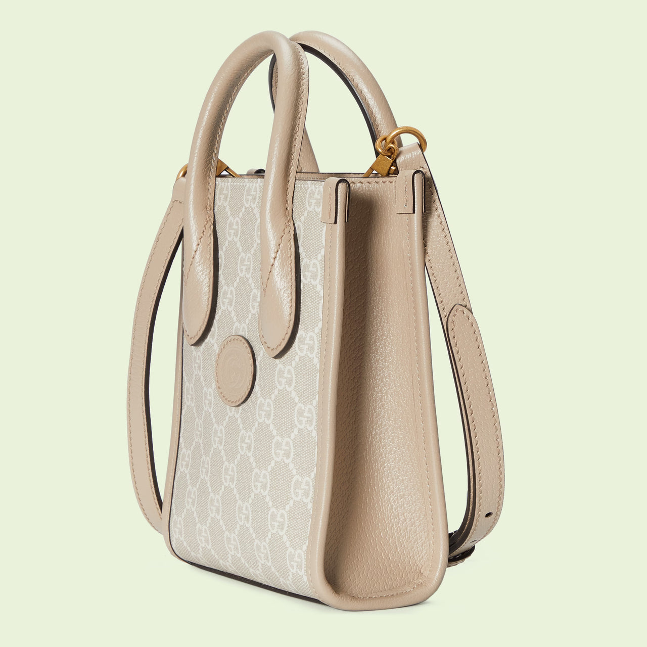 Gucci Mini Tote Bag with Interlocking G (Beige and White)