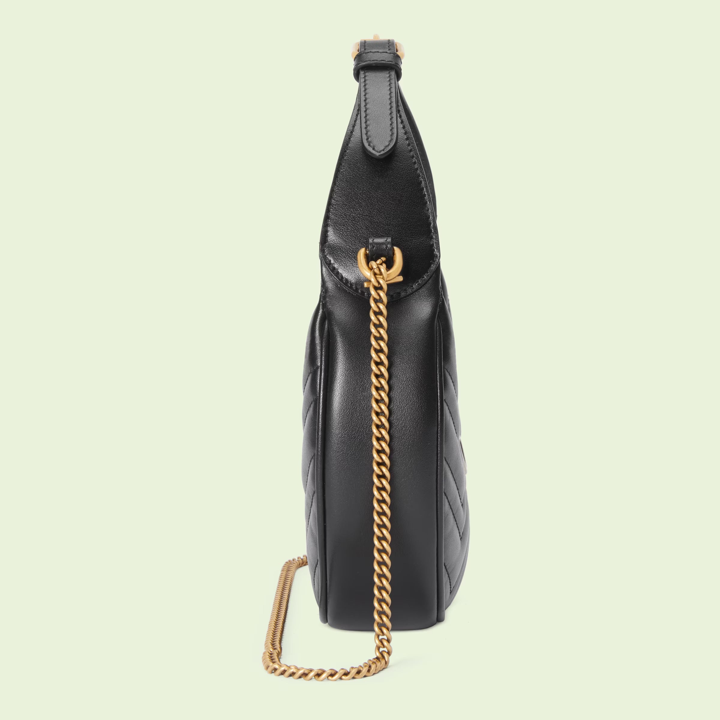 Gucci GG Marmont Half-Moon-Shaped Mini Bag (Black Leather)