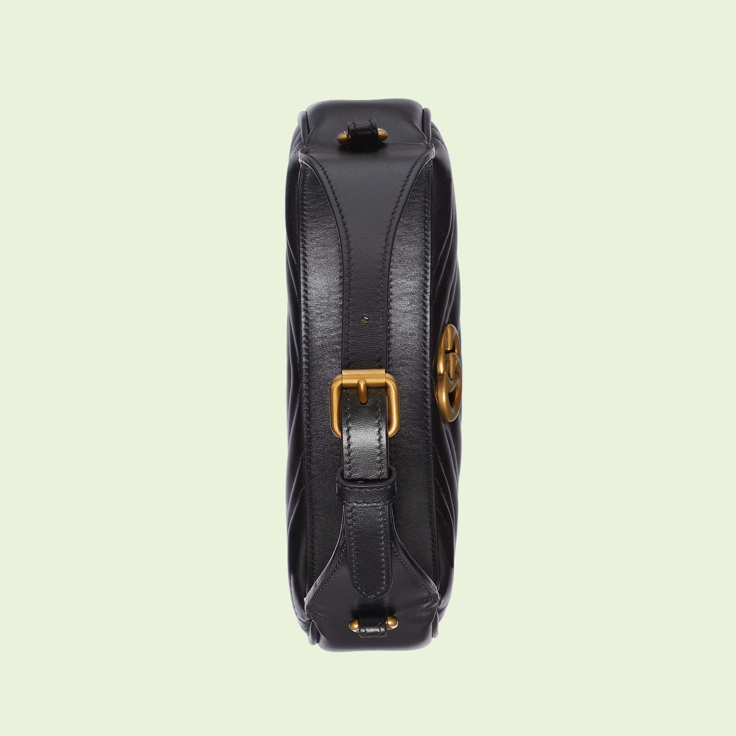 Gucci GG Marmont Half-Moon-Shaped Mini Bag (Black Leather)