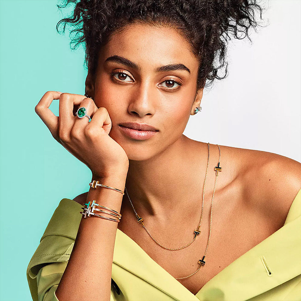 Tiffany & Co. Tiffany T 玫瑰金鑲鑽珍珠母貝手鍊