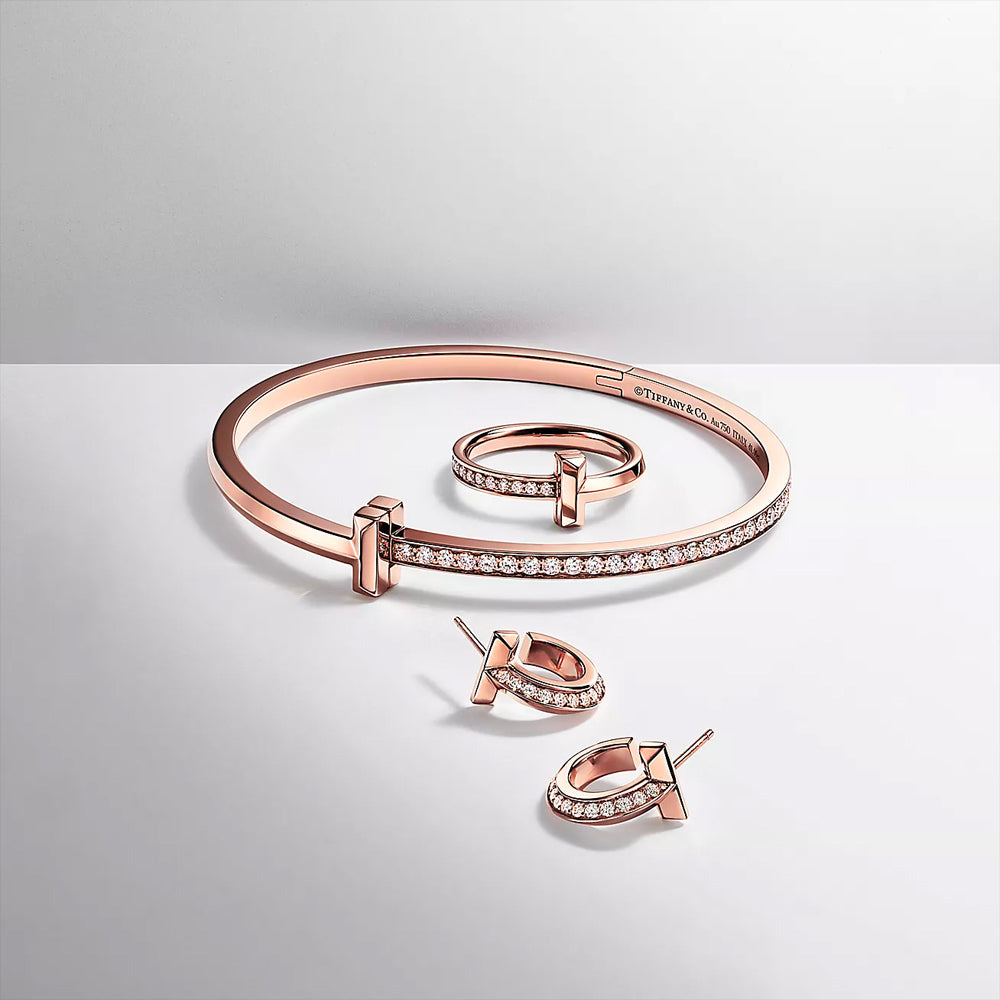 Tiffany & Co. Tiffany T T1 玫瑰金鑲鑽戒指，2.5 毫米