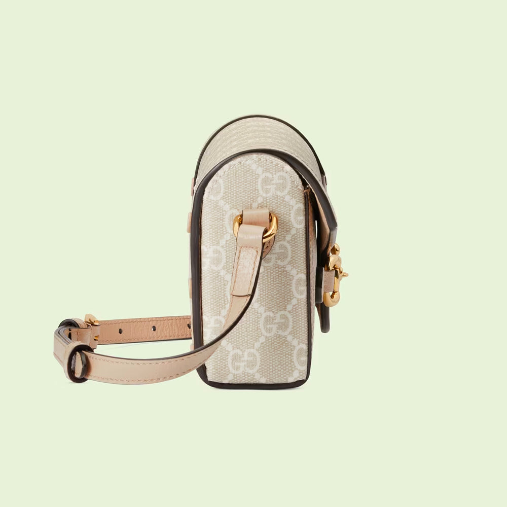Hong Kong Stock - Gucci Horsebit 1955 mini bag (Beige and white GG Supreme canvas)