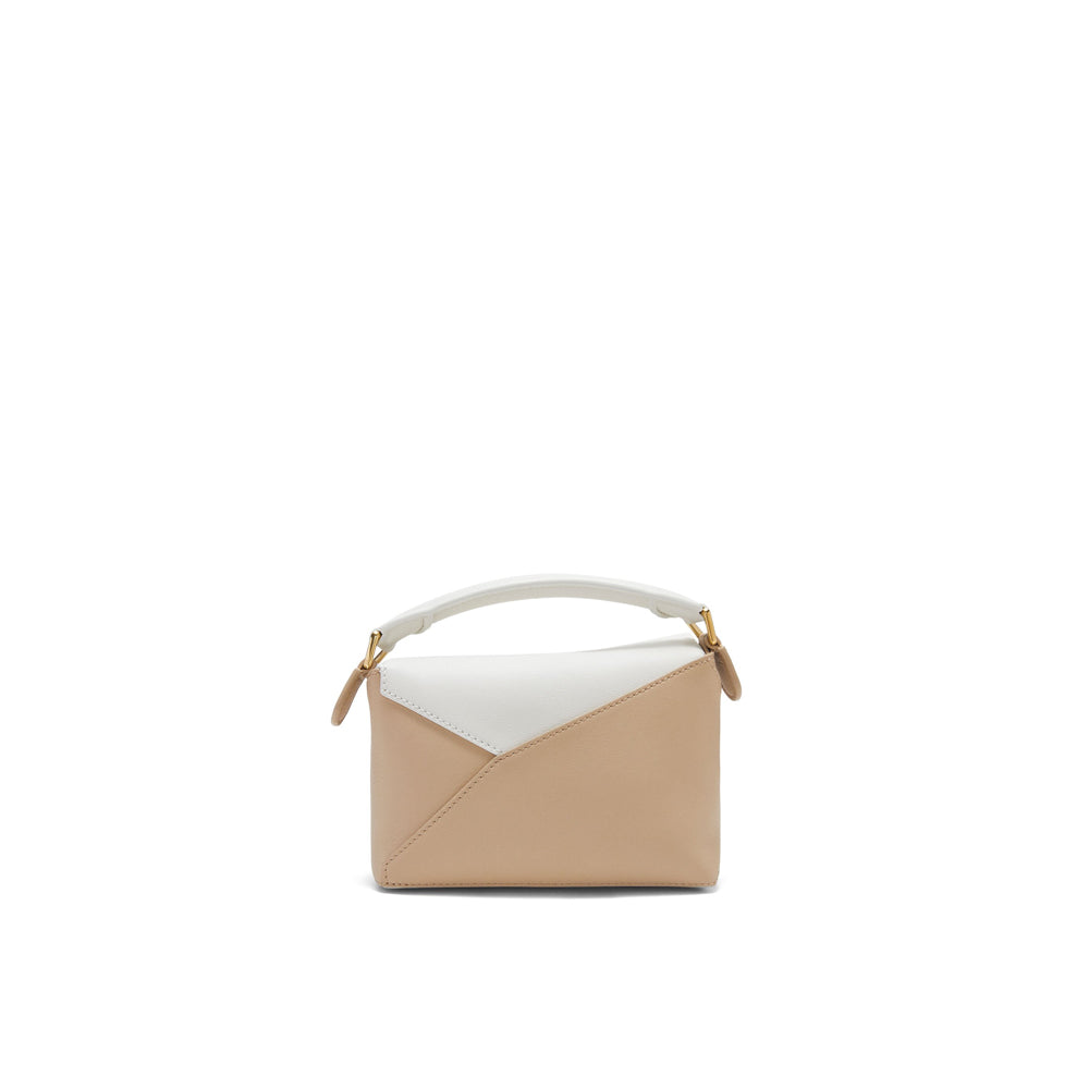 Loewe Mini Puzzle bag in classic calfskin (Soft White/Paper Craft)