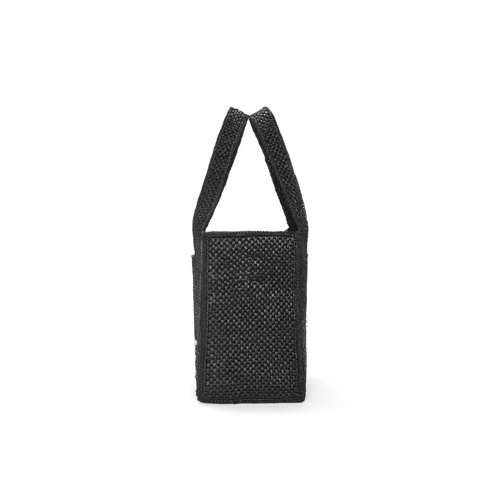 Loewe Medium LOEWE Font Tote in raffia (Black)