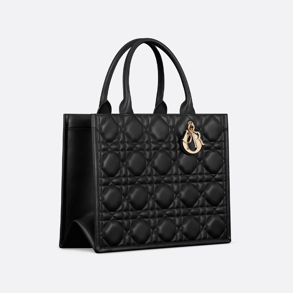 Dior Medium Dior Book Tote (Black Macrocannage Calfskin)