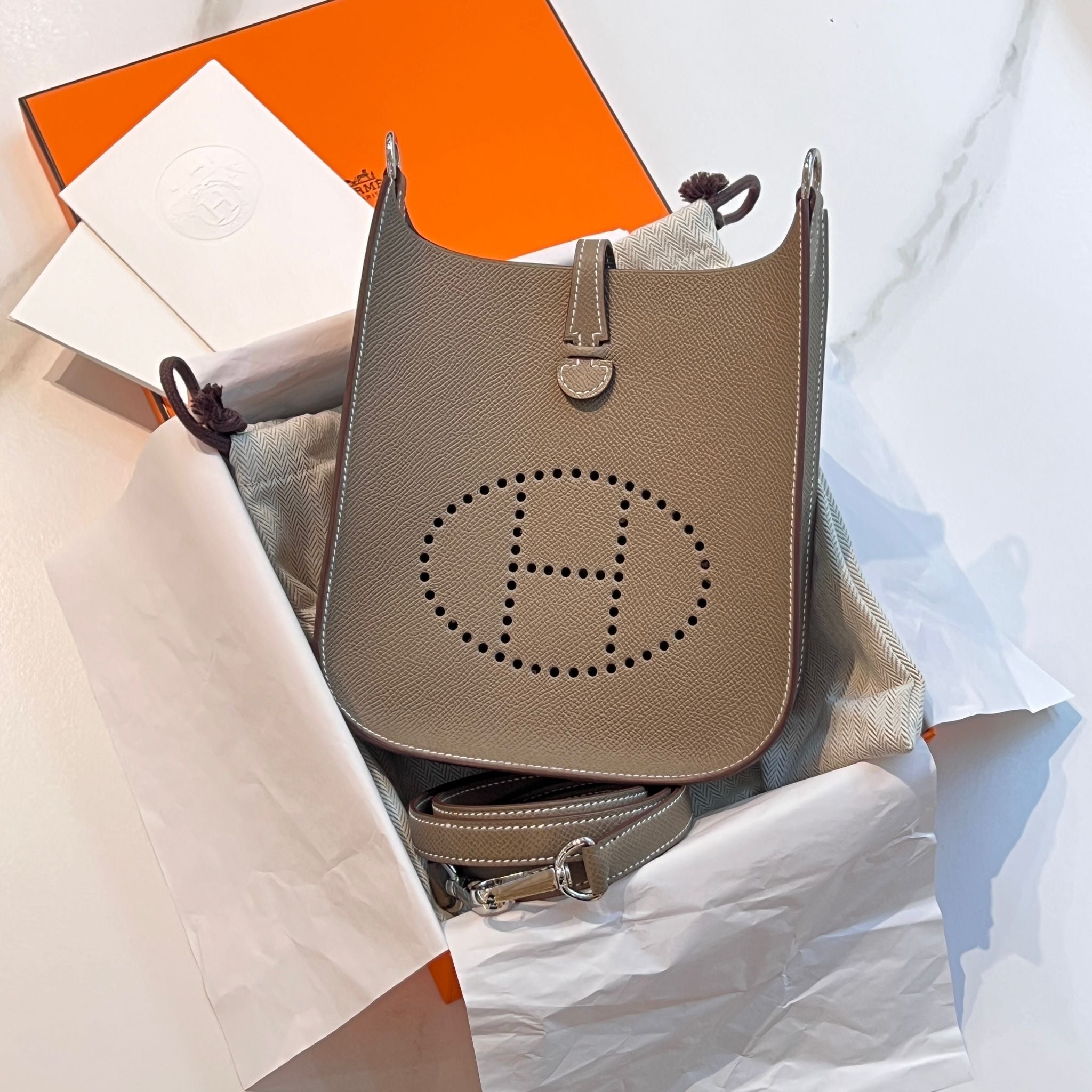 Hong Kong Stock - Hermes Mini Evelyne (Etoupe/Silver)