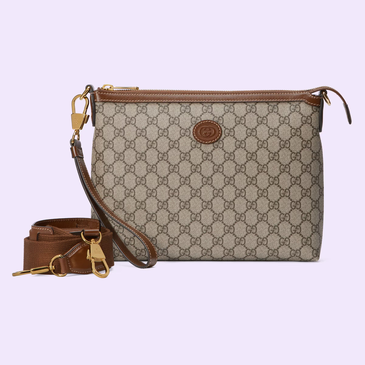 Gucci Messenger Bag with Interlocking G (Beige and Ebony 2)