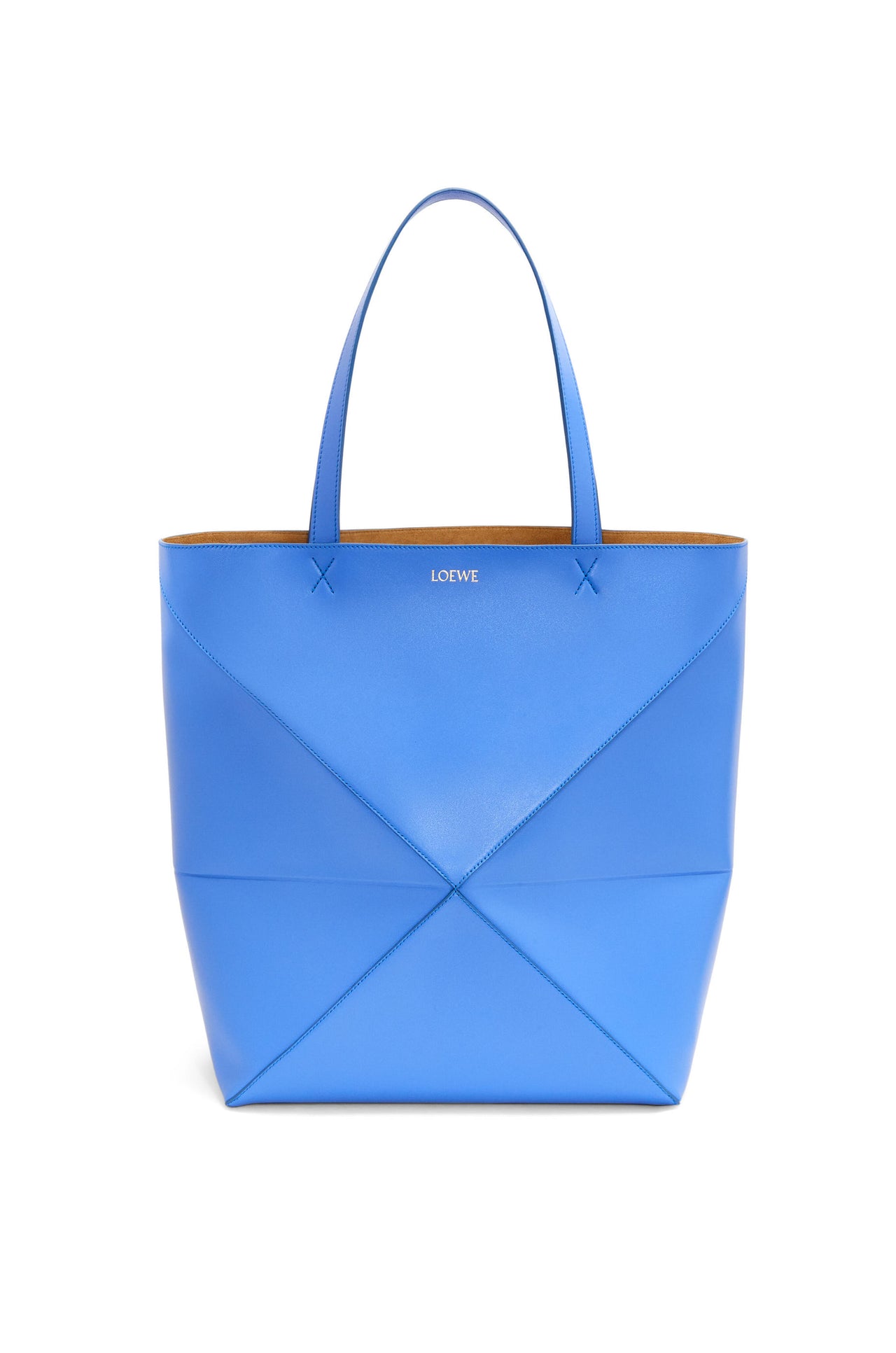 Loewe Large Puzzle Fold Tote in shiny calfskin (Colour: Seaside Blue)