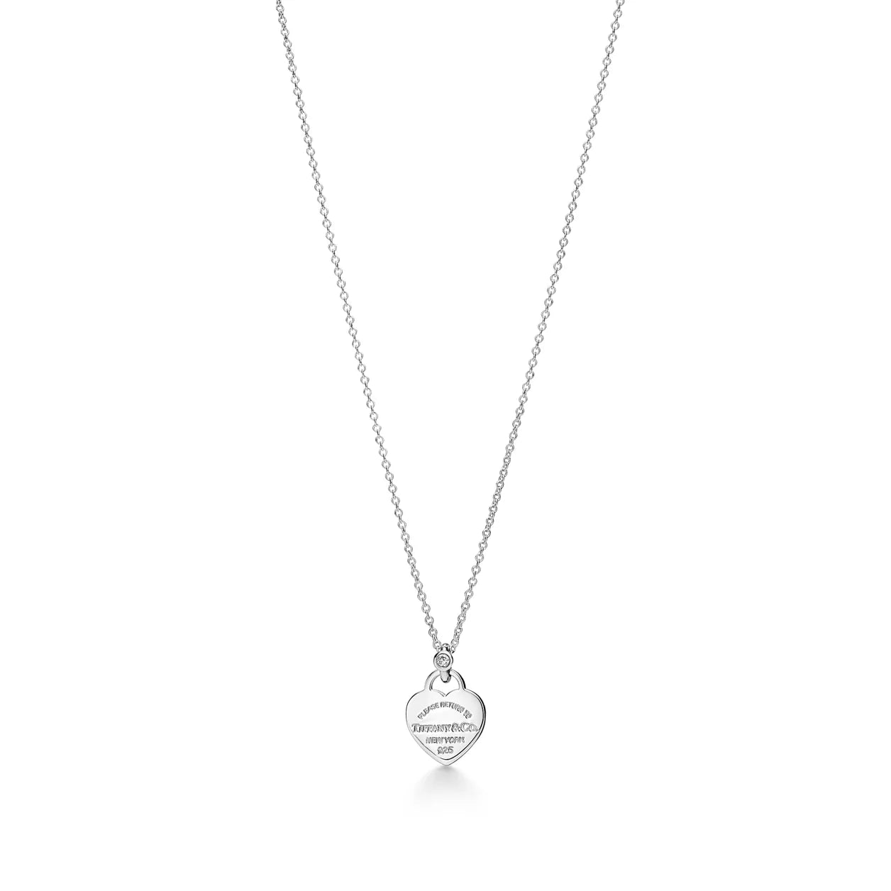 Tiffany & Co. Return to Tiffany™ Mini Heart Tag Pendant in Sterling Silver with a Diamond