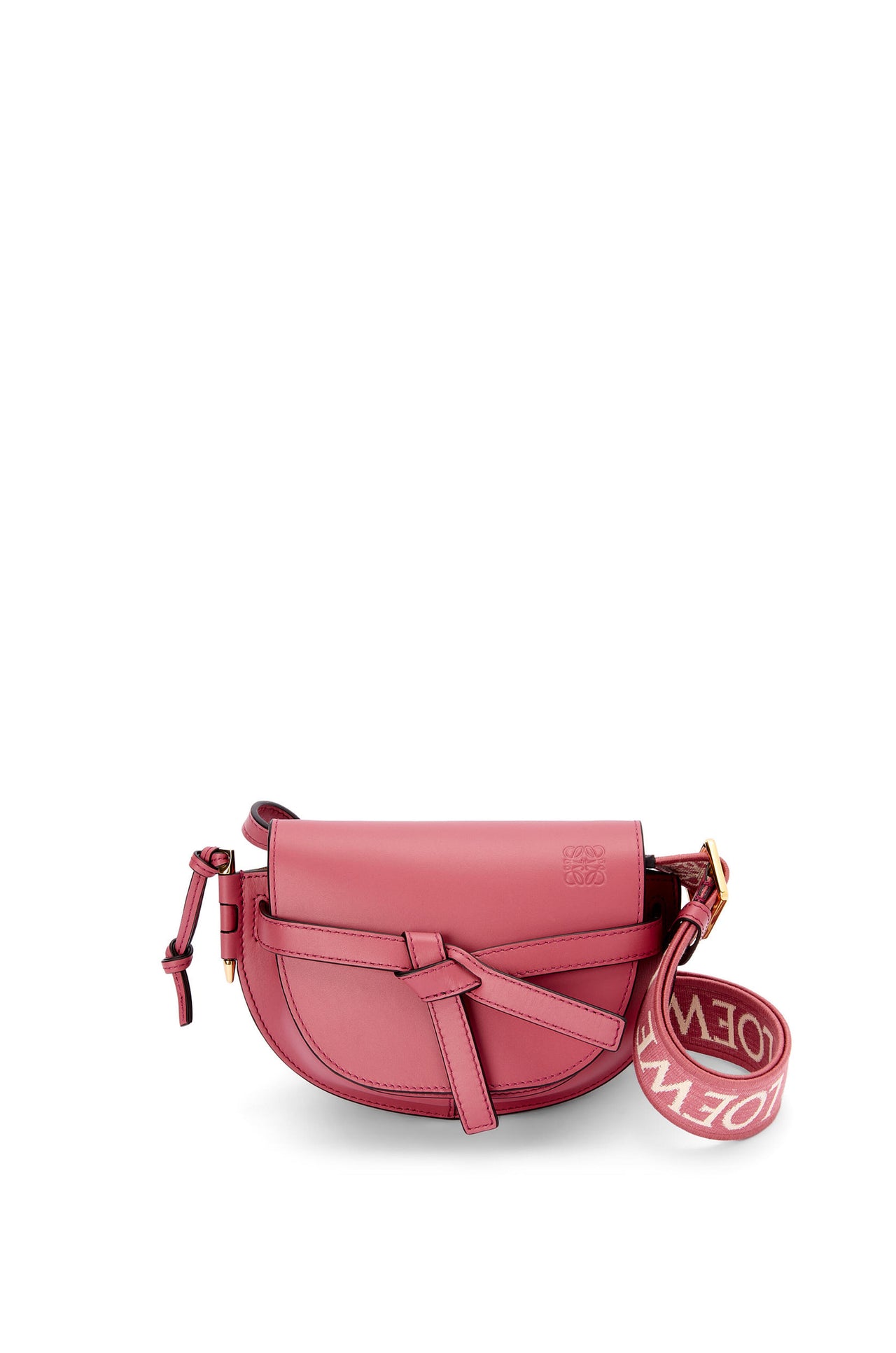 Loewe Mini Gate Dual bag in soft calfskin and jacquard (Colour: Plumrose)