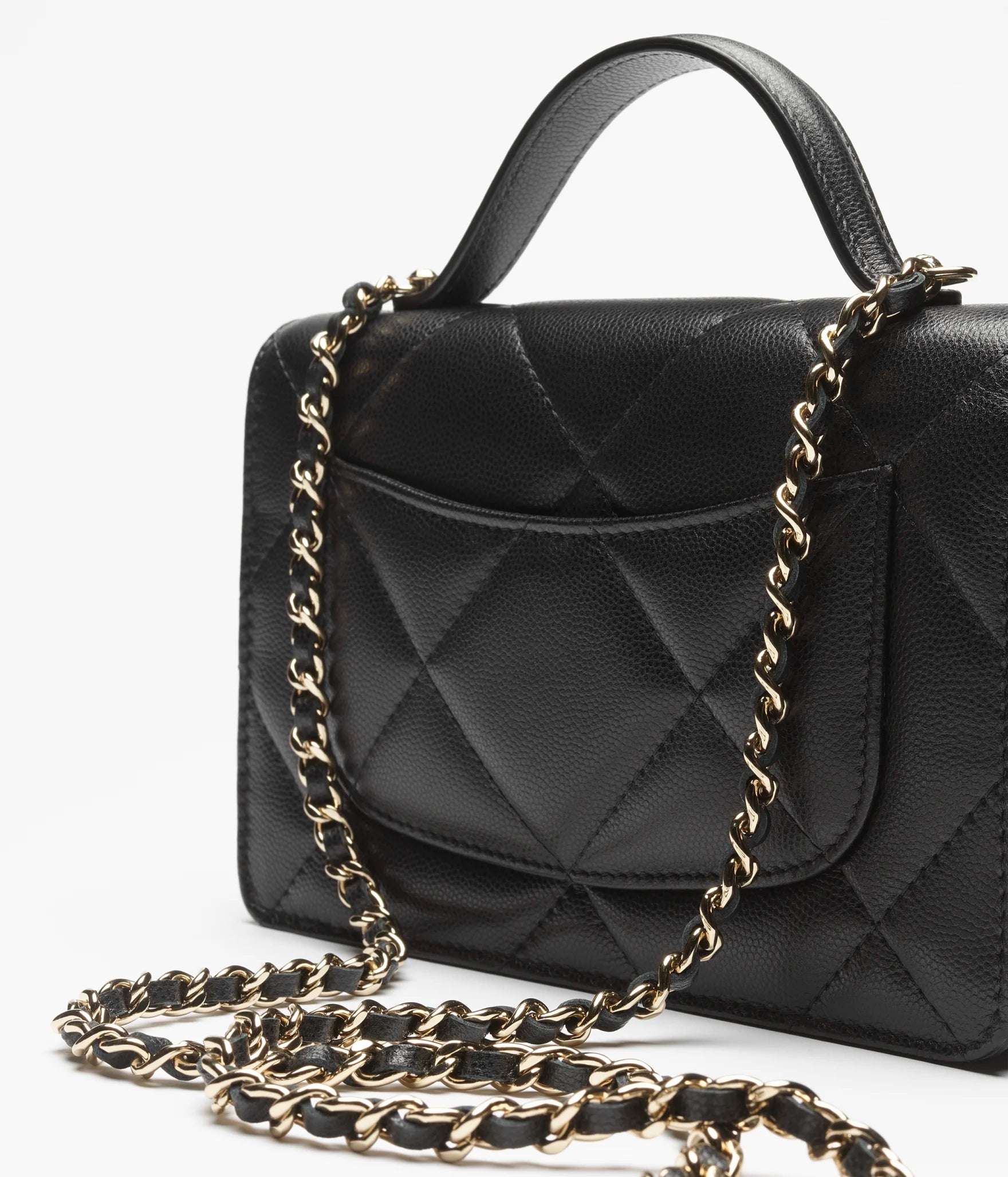 Hong Kong Stock - Chanel Wallet on Chain Grained Shiny Calfskin & Gold-Tone Metal (Black) AP4931