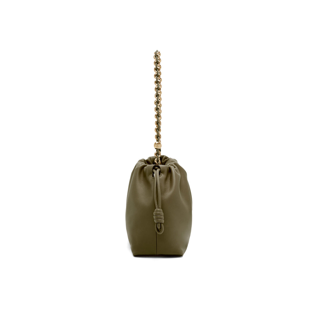 Loewe Medium Flamenco purse in mellow nappa lambskin (Dark Khaki Green)