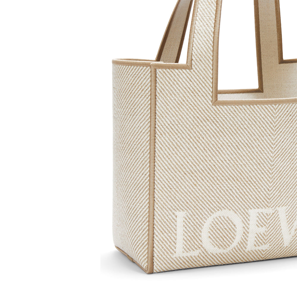 Loewe Medium LOEWE Font tote in jacquard canvas (Ecru)