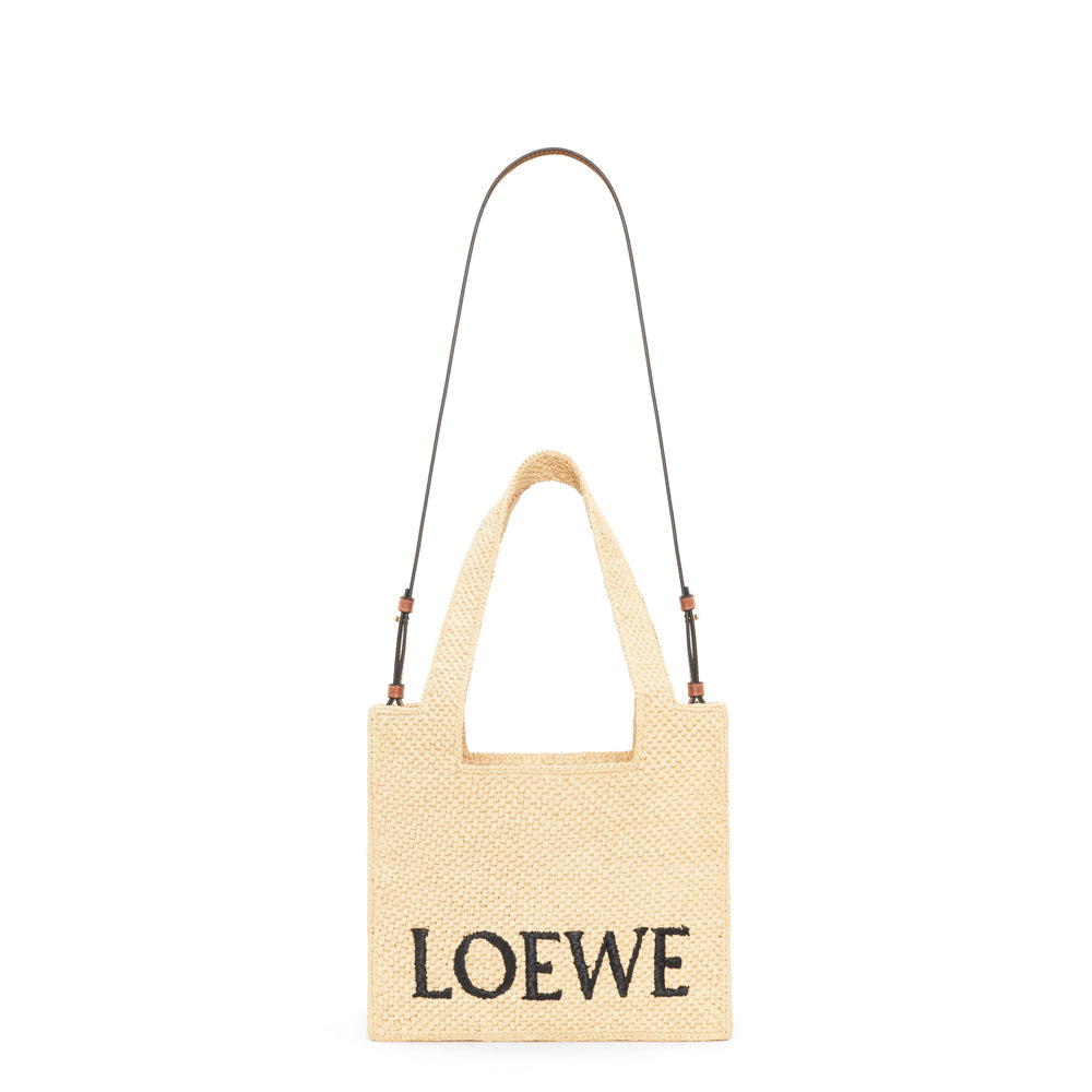 Loewe Medium LOEWE Font tote in raffia (Natural)
