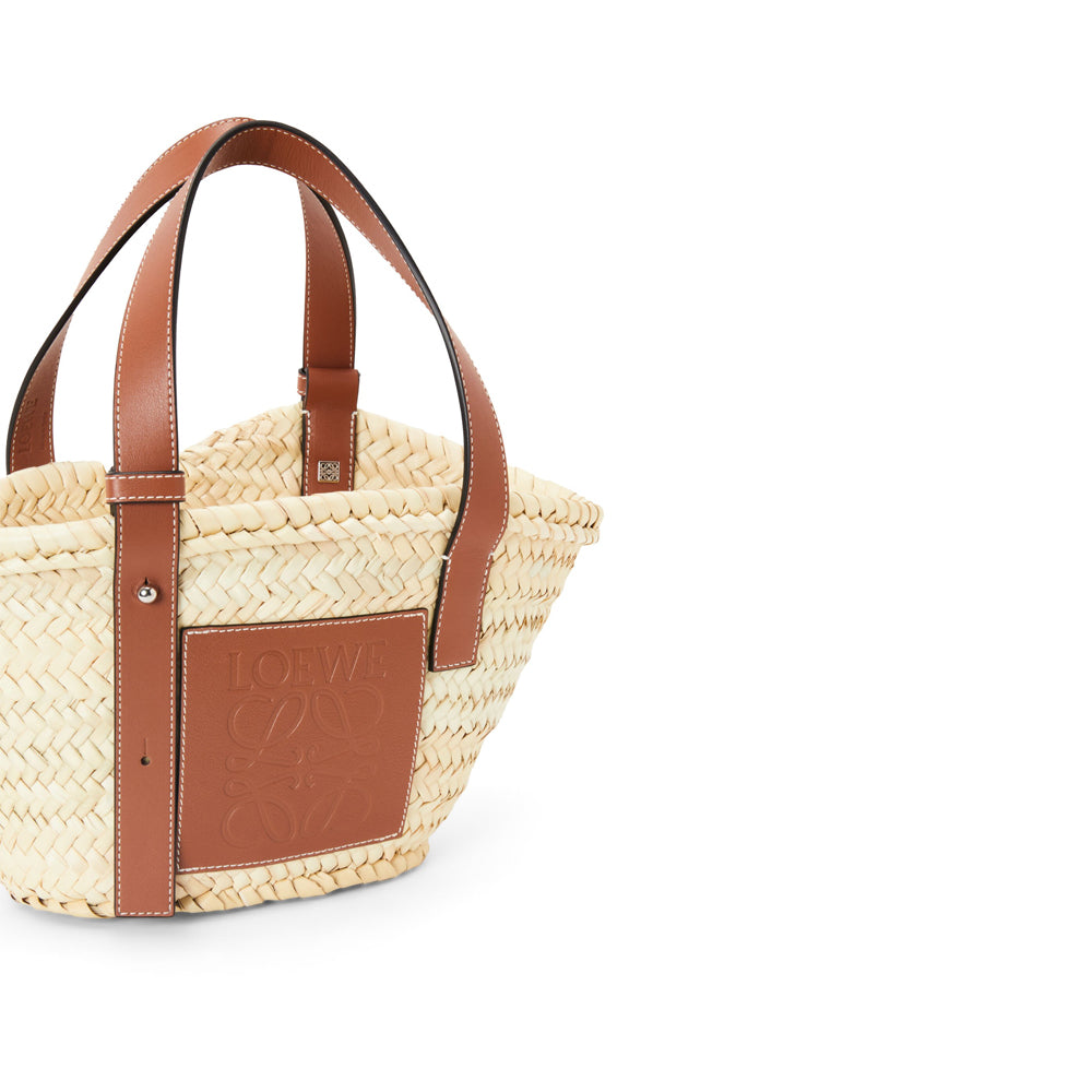 Hong Kong Stock - Loewe Small Basket bag in raffia and calfskin