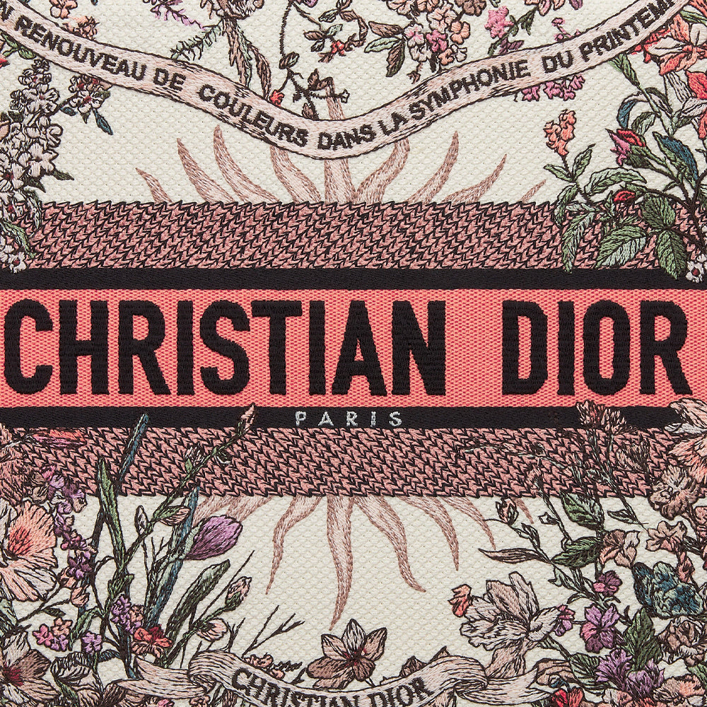 Dior Medium Dior Book Tote (Ecru Multicolor Dior 4 Saisons Printemps Soleil Embroidery)