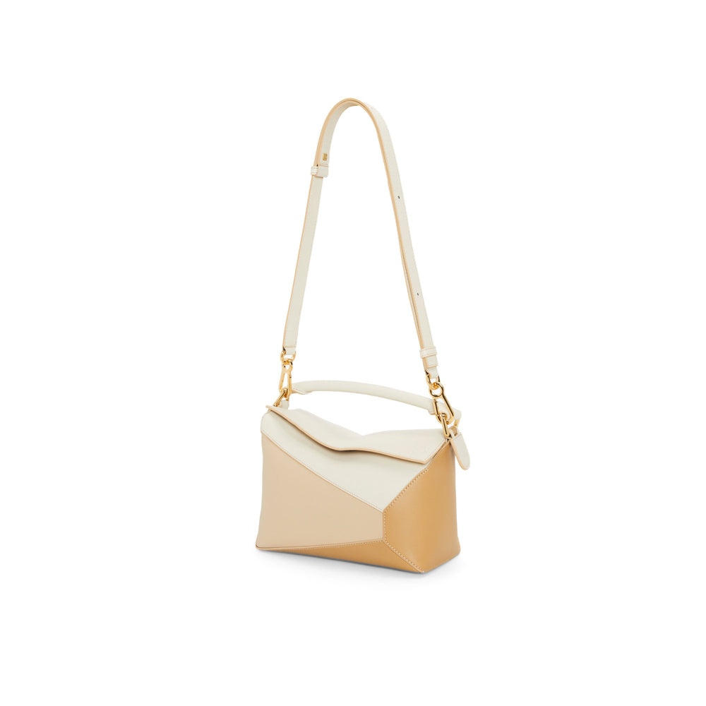 Loewe Small Puzzle bag in classic calfskin (Angora/Dusty Beige/Gold)