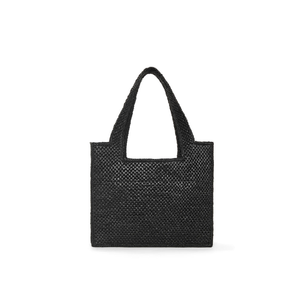 Loewe Medium LOEWE Font Tote in raffia (Black)