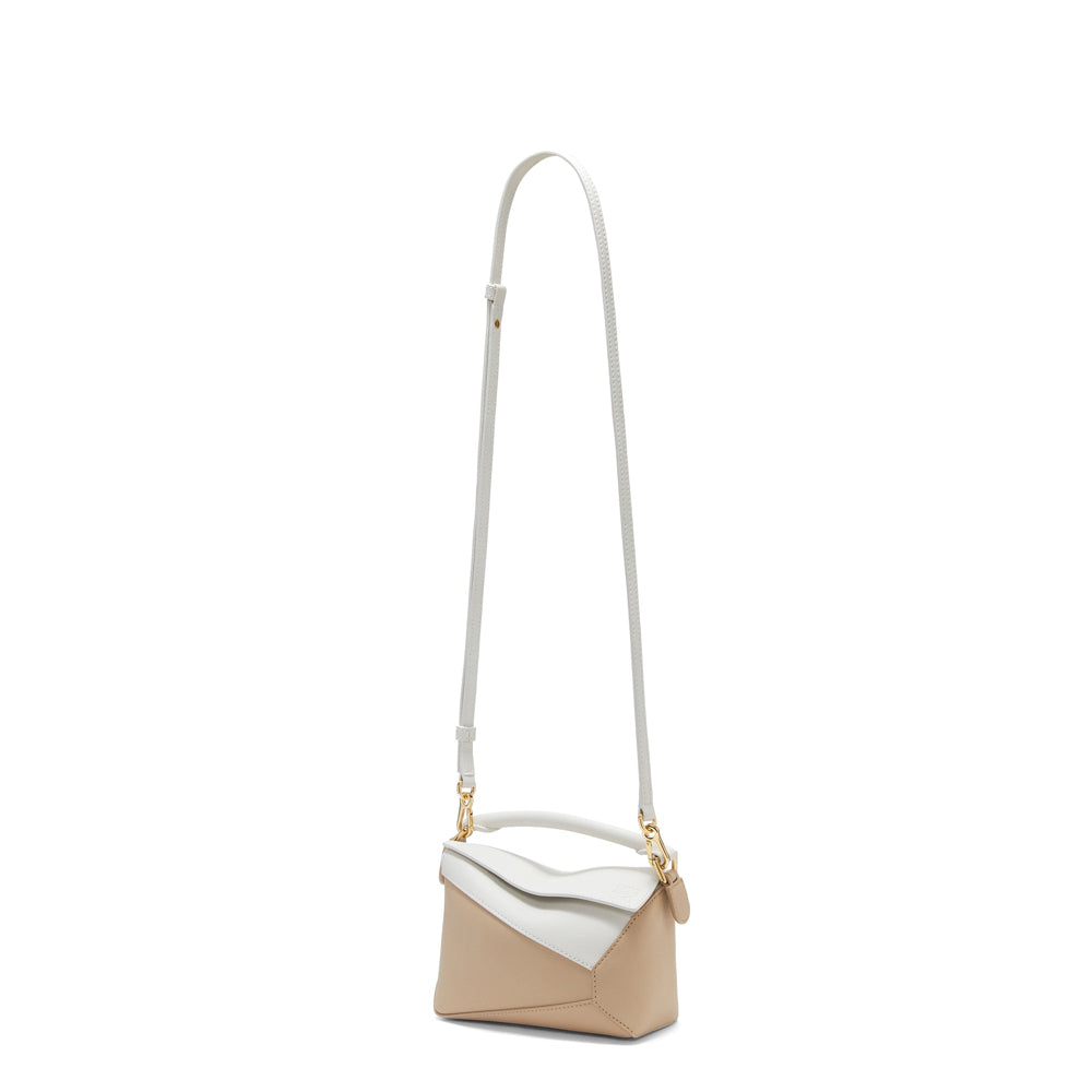 Loewe Mini Puzzle bag in classic calfskin (Soft White/Paper Craft)