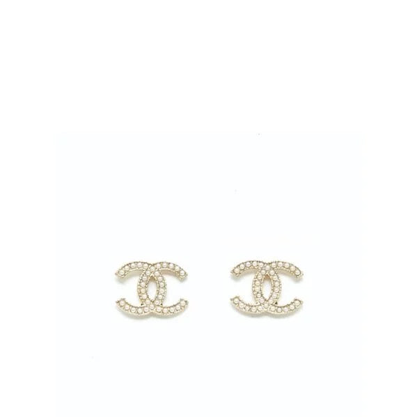 Chanel Double C Earrings (Gold & Pearl)
