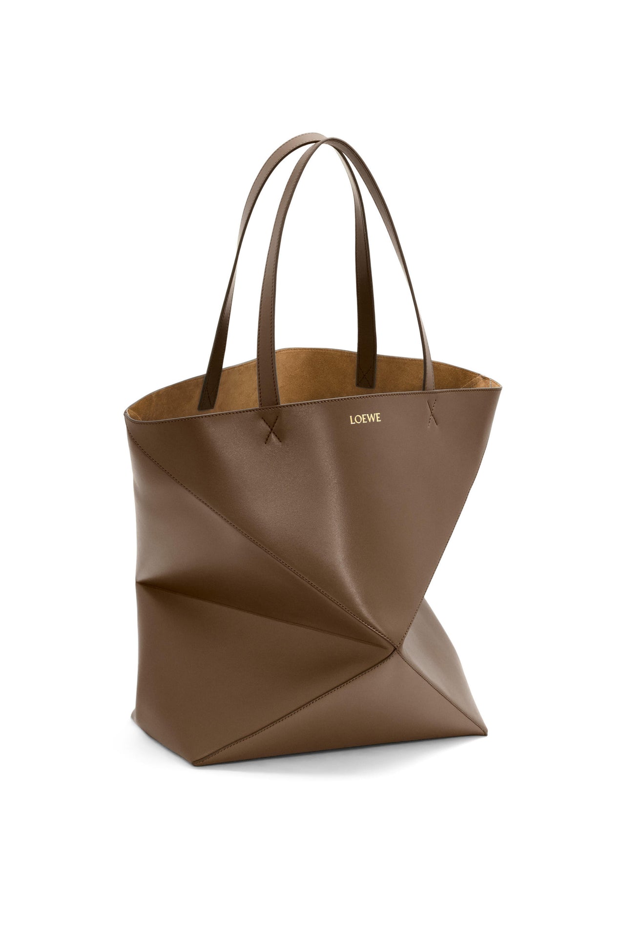 Loewe Large Puzzle Fold Tote in shiny calfskin (Colour: Umber)