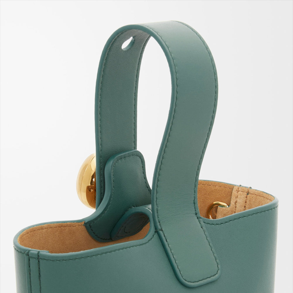Loewe Mini Pebble bucket in smooth calfskin (Vetiver)