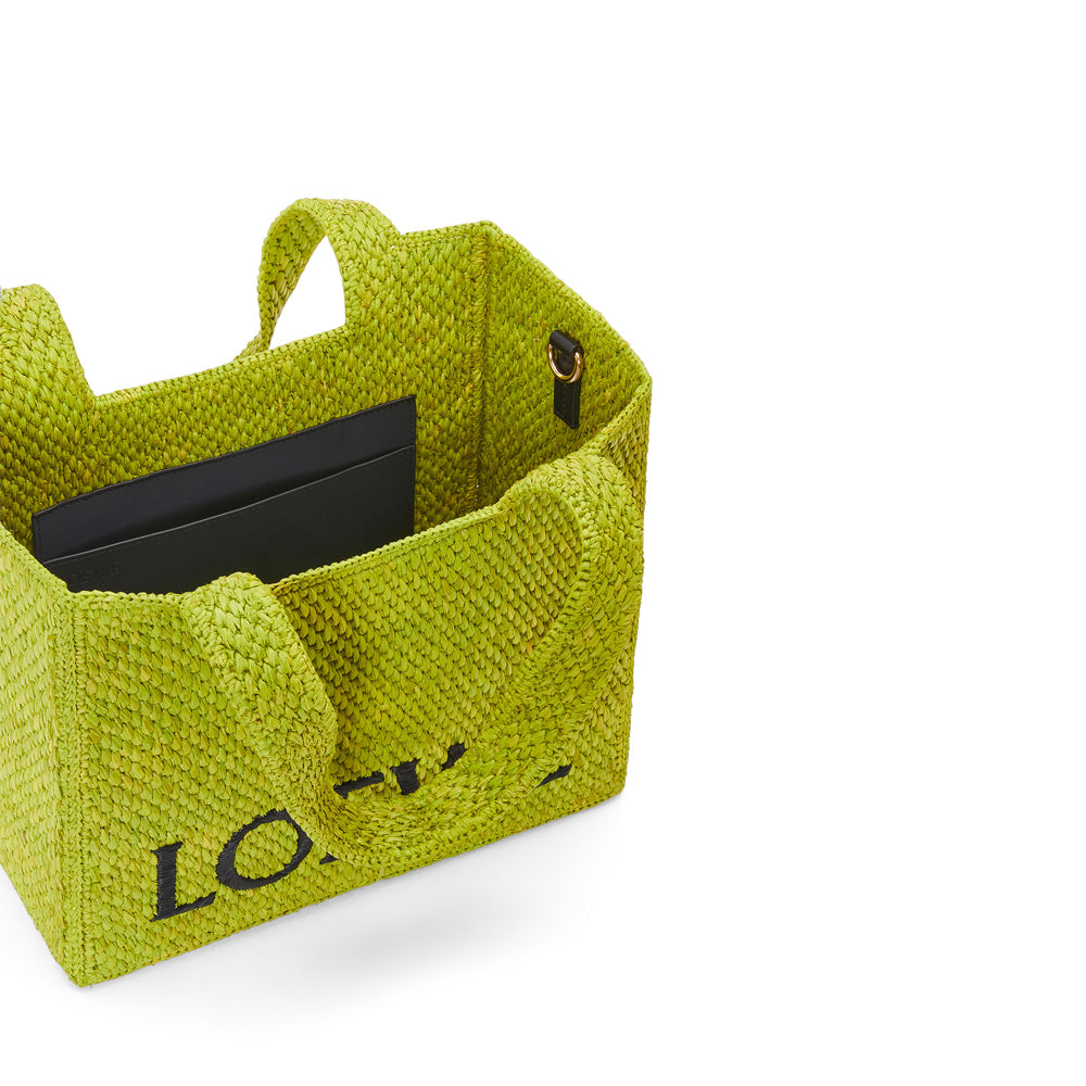 Loewe Medium LOEWE Font Tote in raffia (Meadow Green)