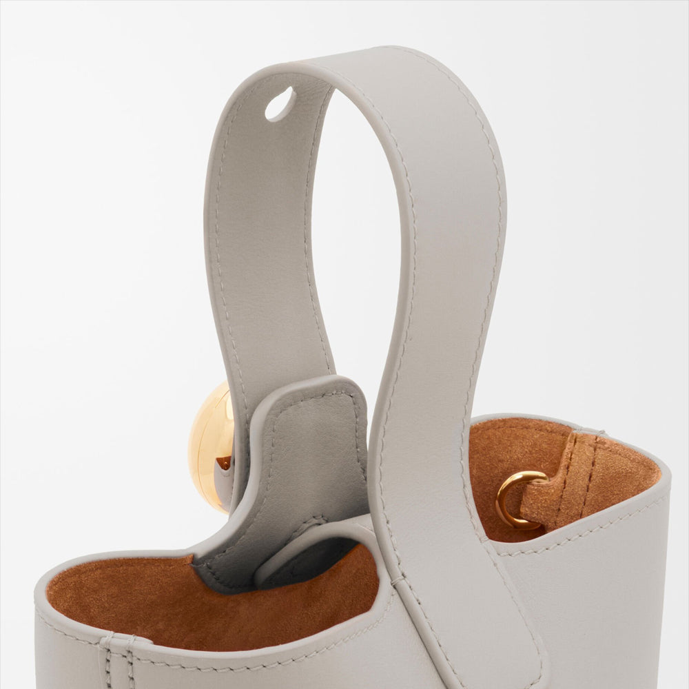 Loewe Mini Pebble bucket in smooth calfskin (Shell Grey)