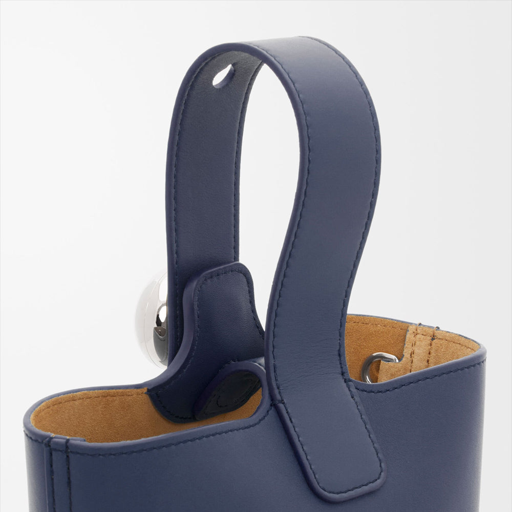Loewe Mini Pebble bucket in smooth calfskin (Abyss Blue)
