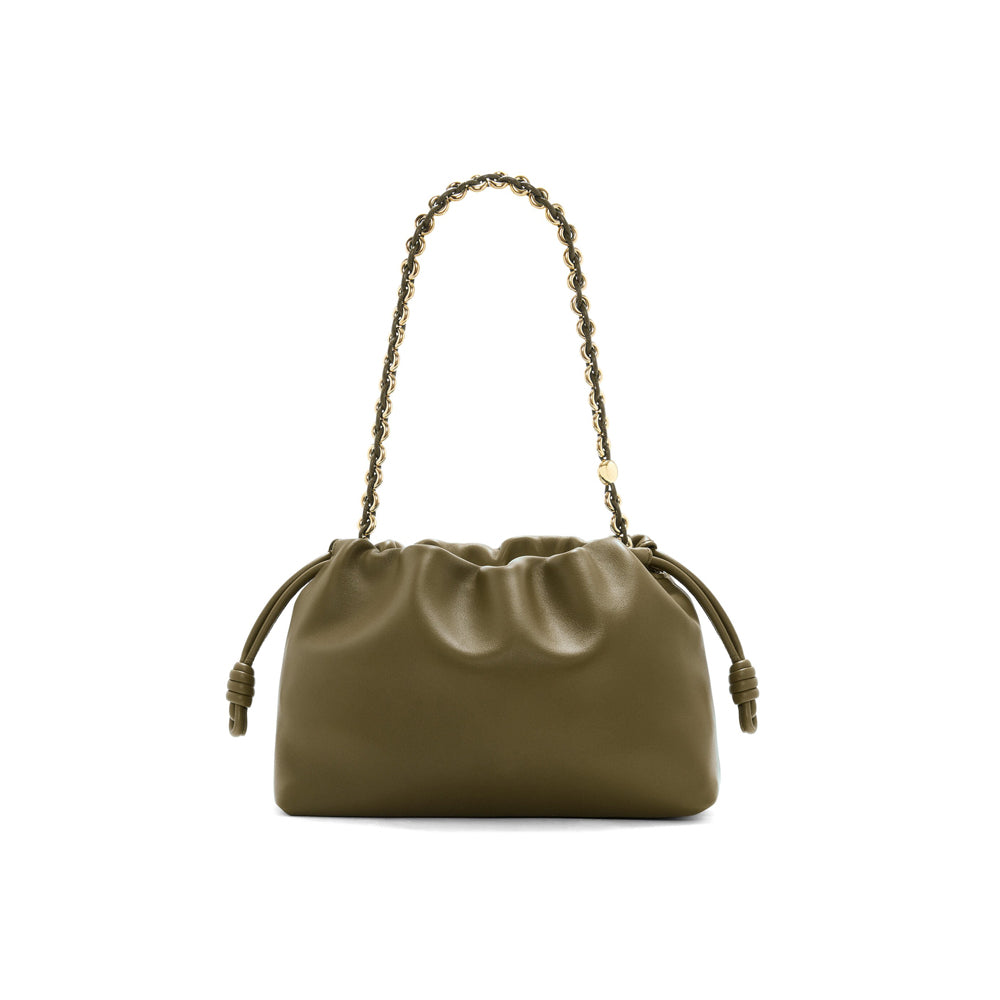 Loewe Medium Flamenco purse in mellow nappa lambskin (Dark Khaki Green)