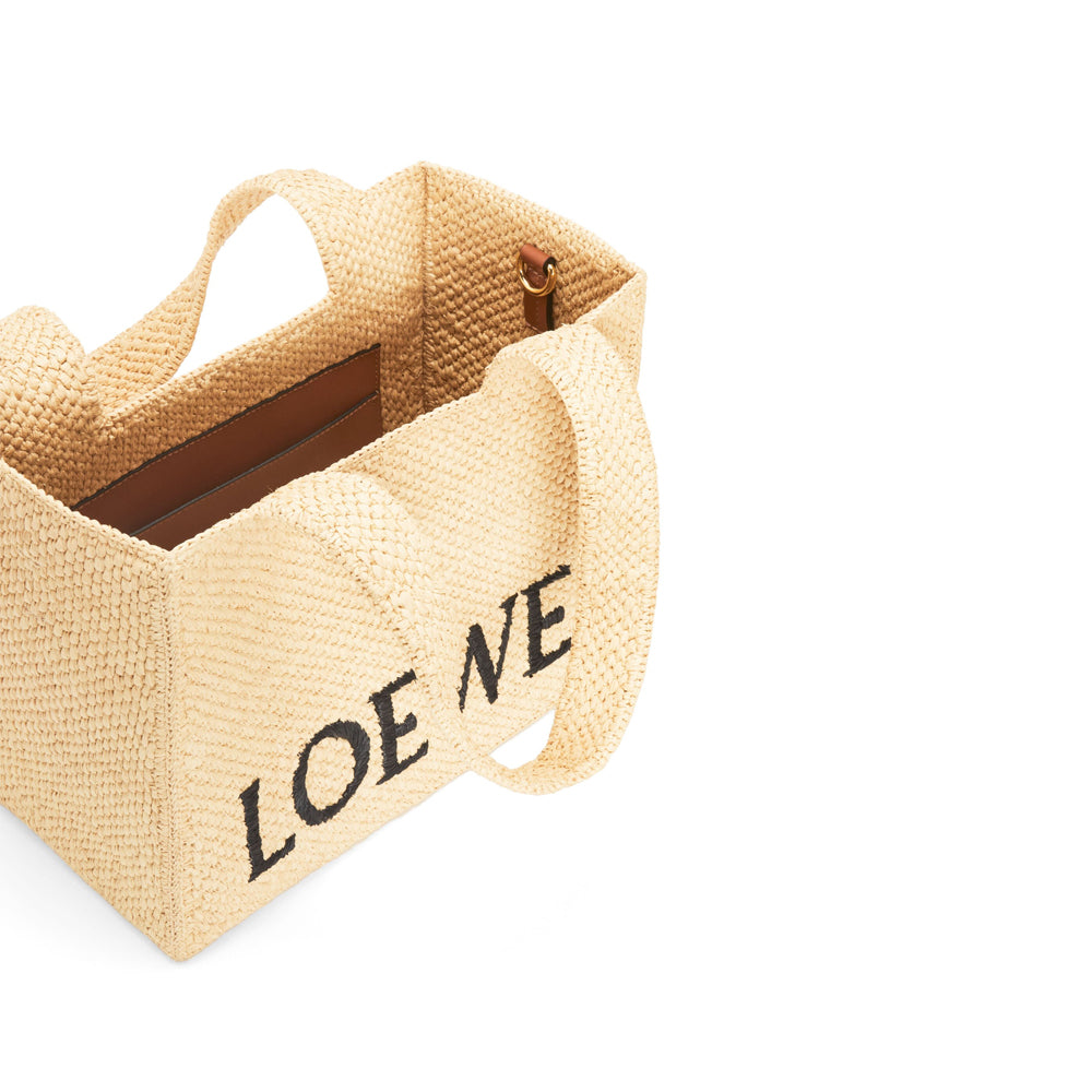 Loewe Medium LOEWE Font tote in raffia (Natural)