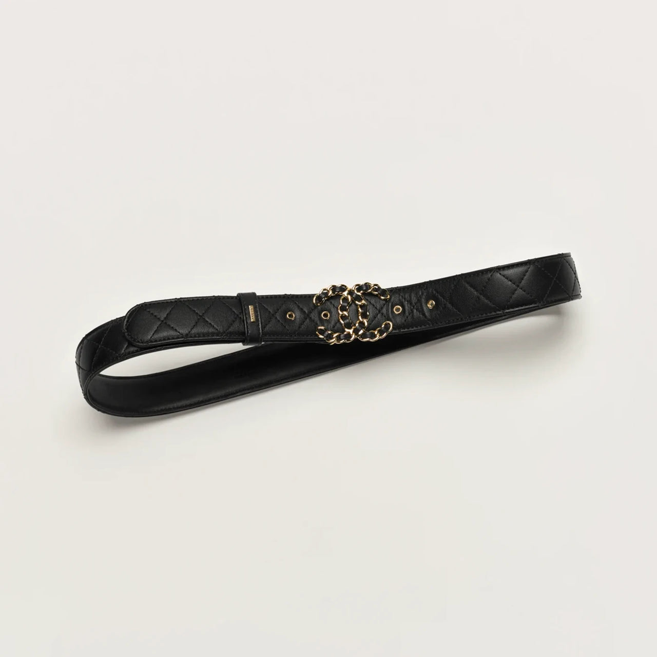 Hong Kong Stock - Chanel Leather belt (Calfskin & Gold-Tone Metal  Black)