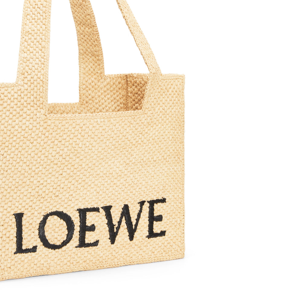 Loewe Medium LOEWE Font tote in raffia (Natural)