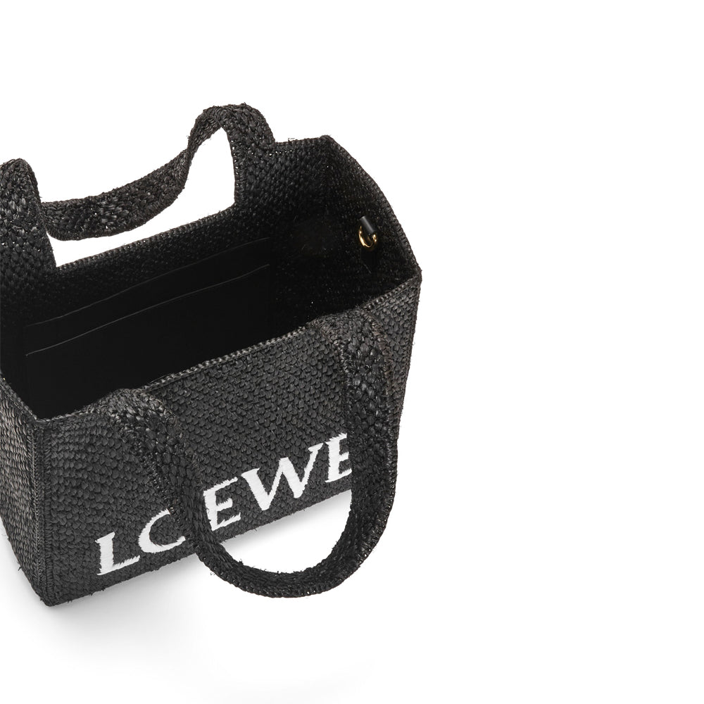 Loewe Medium LOEWE Font Tote in raffia (Black)
