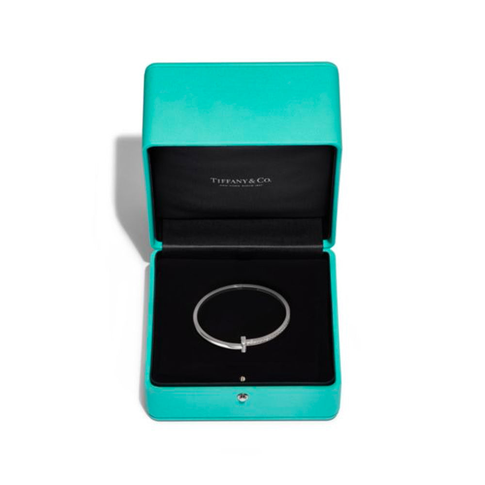Tiffany & Co. Tiffany T T1 18k 白金窄鑽石鉸鏈手鐲