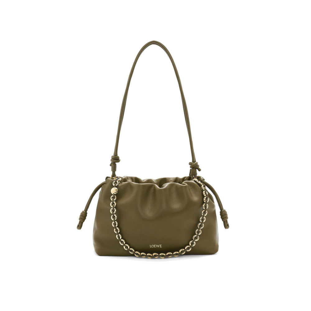 Loewe Medium Flamenco purse in mellow nappa lambskin (Dark Khaki Green)