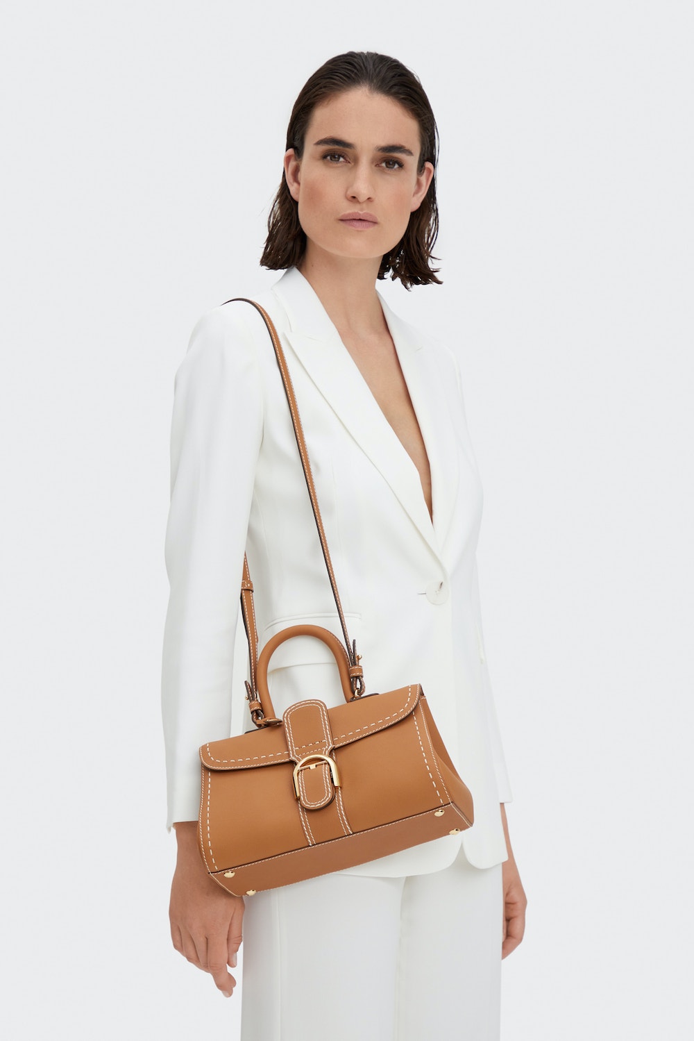 Delvaux Brillant East/west Pm S Rodéo Surpiqué Leather Tote