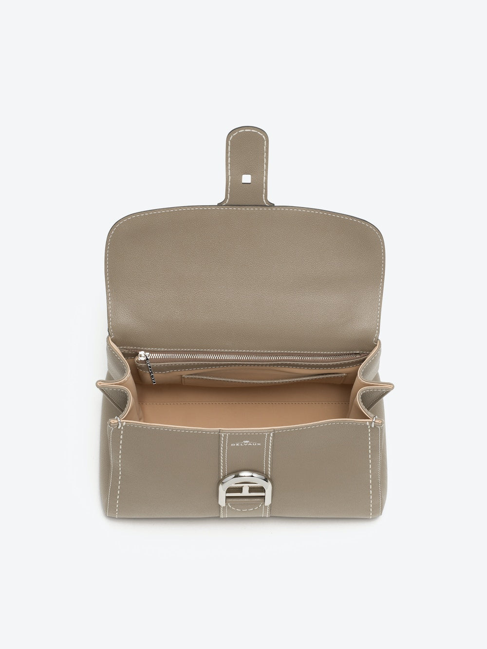 Delvaux Brillant MM Surpiqué in Rodeo Calf (Tourterelle I