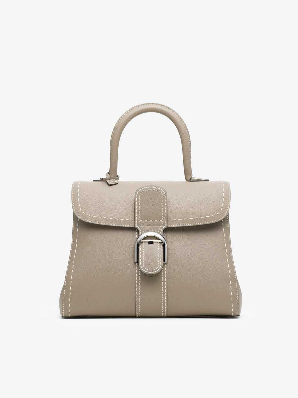 Delvaux Brillant MM Surpiqué in Rodeo Calf (Tourterelle I - Ivory)