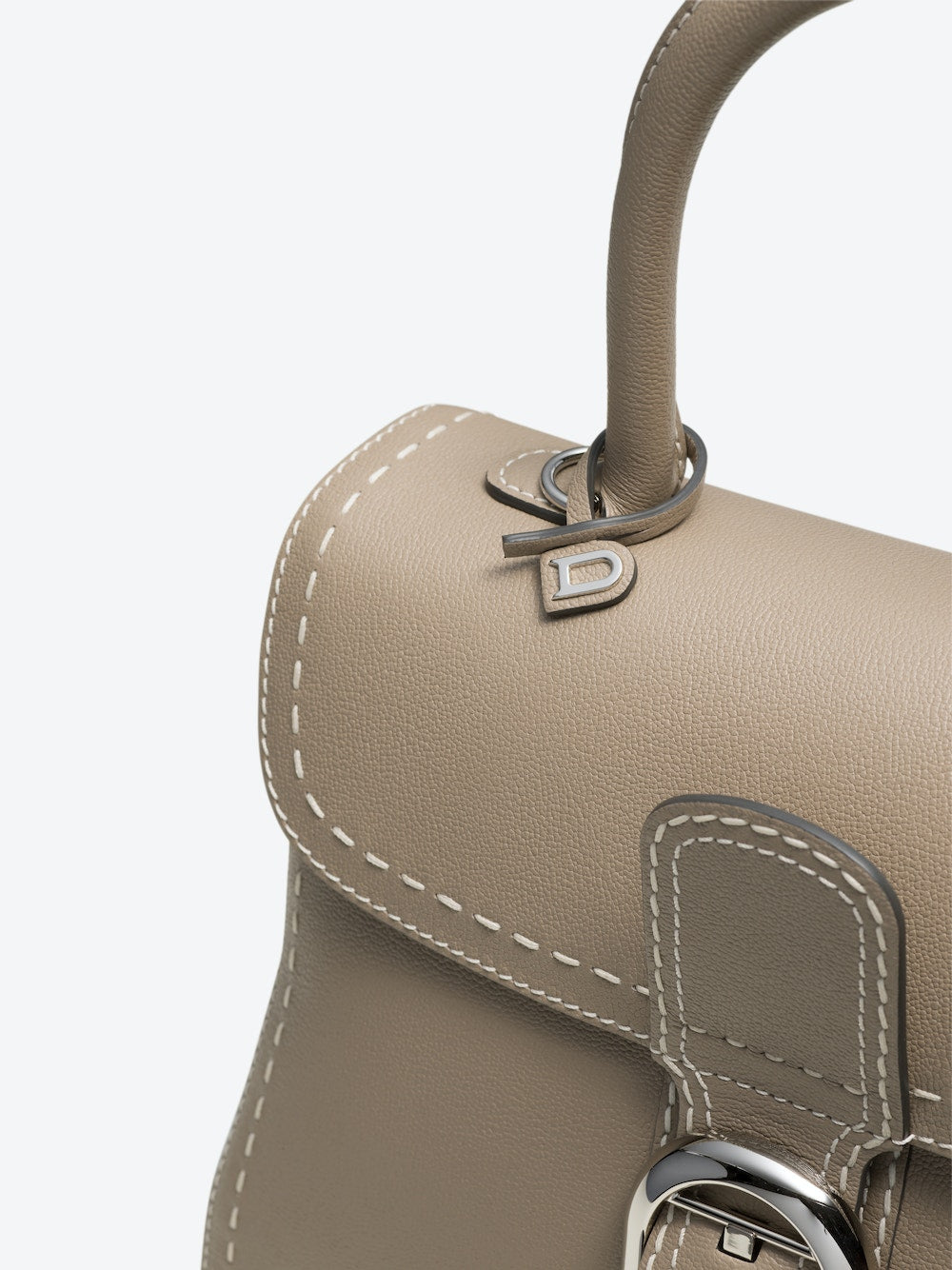Delvaux Brillant MM Surpiqué in Rodeo Calf (Tourterelle I
