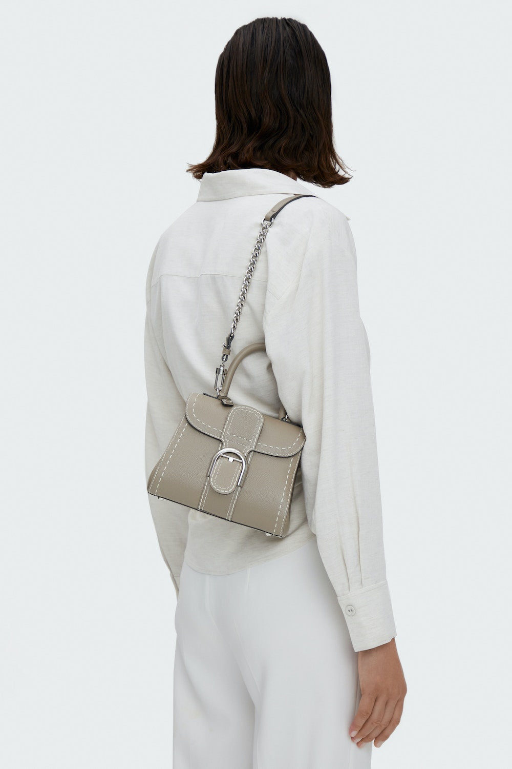 Delvaux Brillant Mini Surpique in Rodeo Calf Tourterelle I Ivory