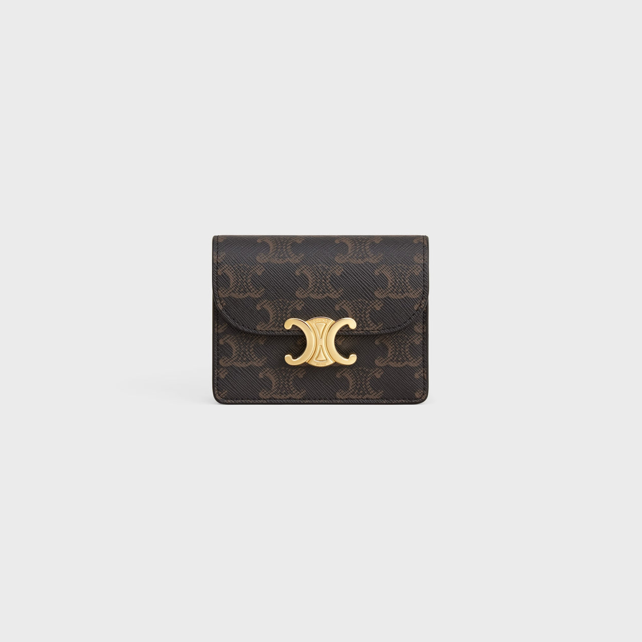 Celine BUSINESS CARD HOLDER TRIOMPHE IN TRIOMPHE CANVAS AND LAMBSKIN (TAN)