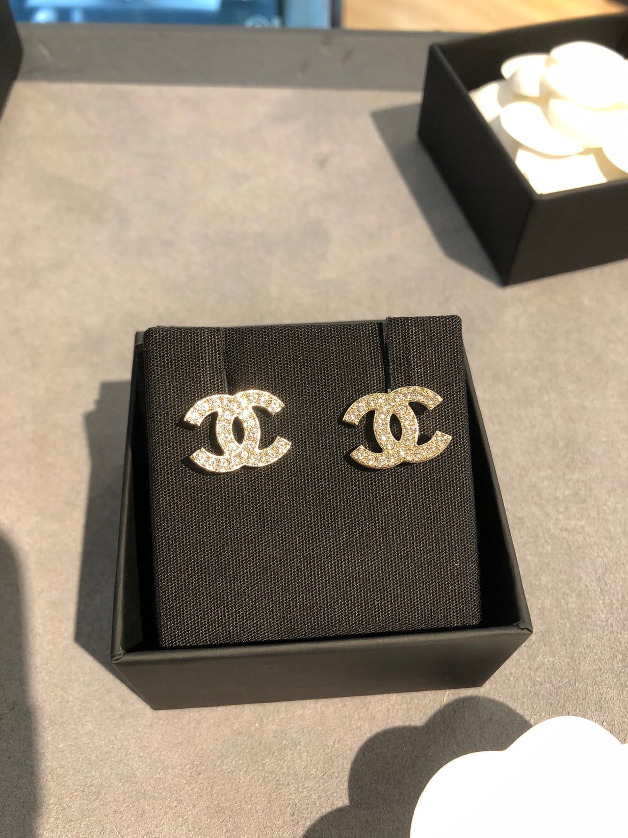 Hong Kong Stock - Chanel CC Logo Crystal Earrings ABE431