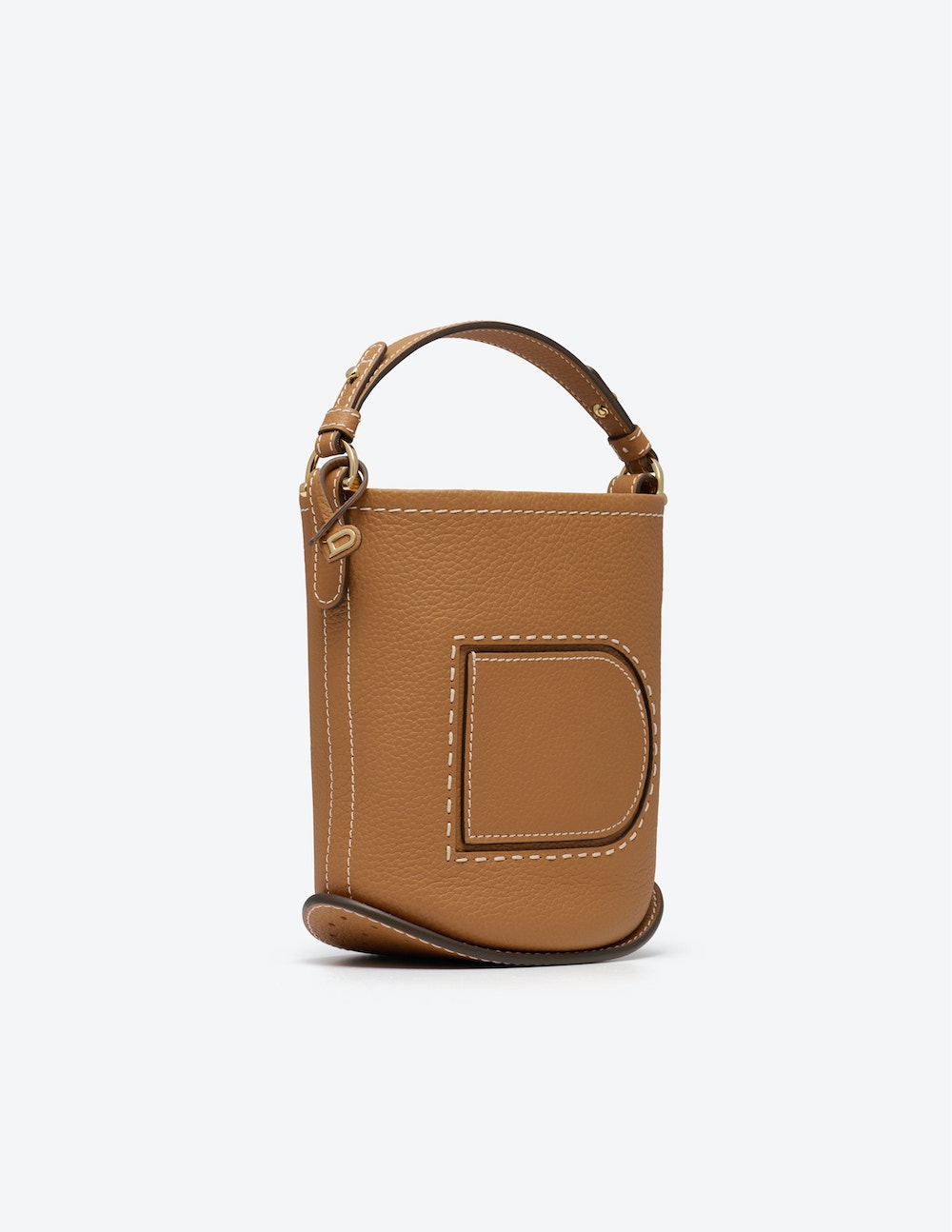 Delvaux Pin Mini Bucket Surpiqué in Taurillon Soft (Vegetal - Ivory)